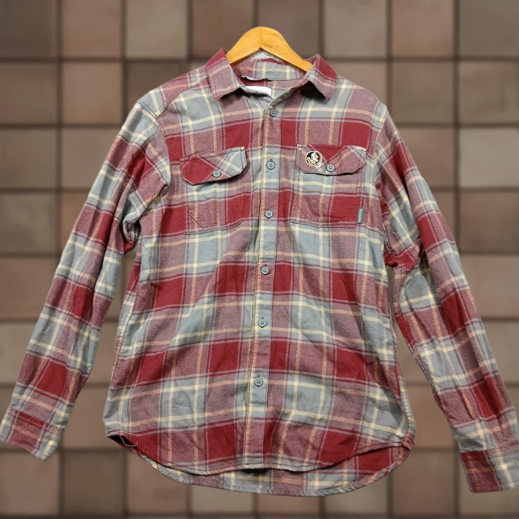 Vintage Columbia Shirt Mens S Red Florida State Seminoles Men Plaid Flannel Button Gray Size US S / EU 44-46 / 1 - 1 Thumbnail