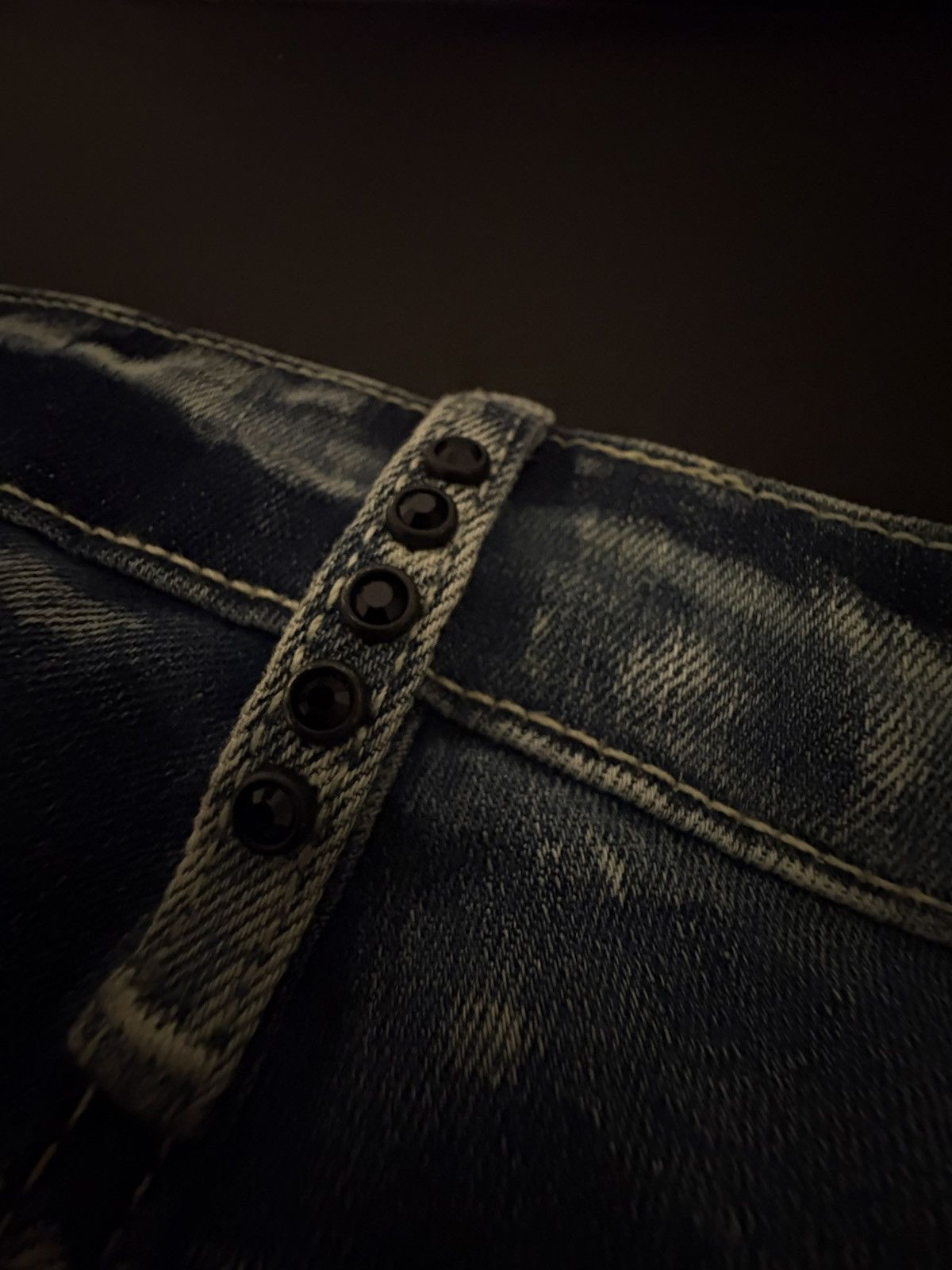 Robins Jeans RARE ACID WASHED BLUE ROBINS JEAN WITH BLACK CRYSTALS Size US 30 / EU 46 - 5 Thumbnail