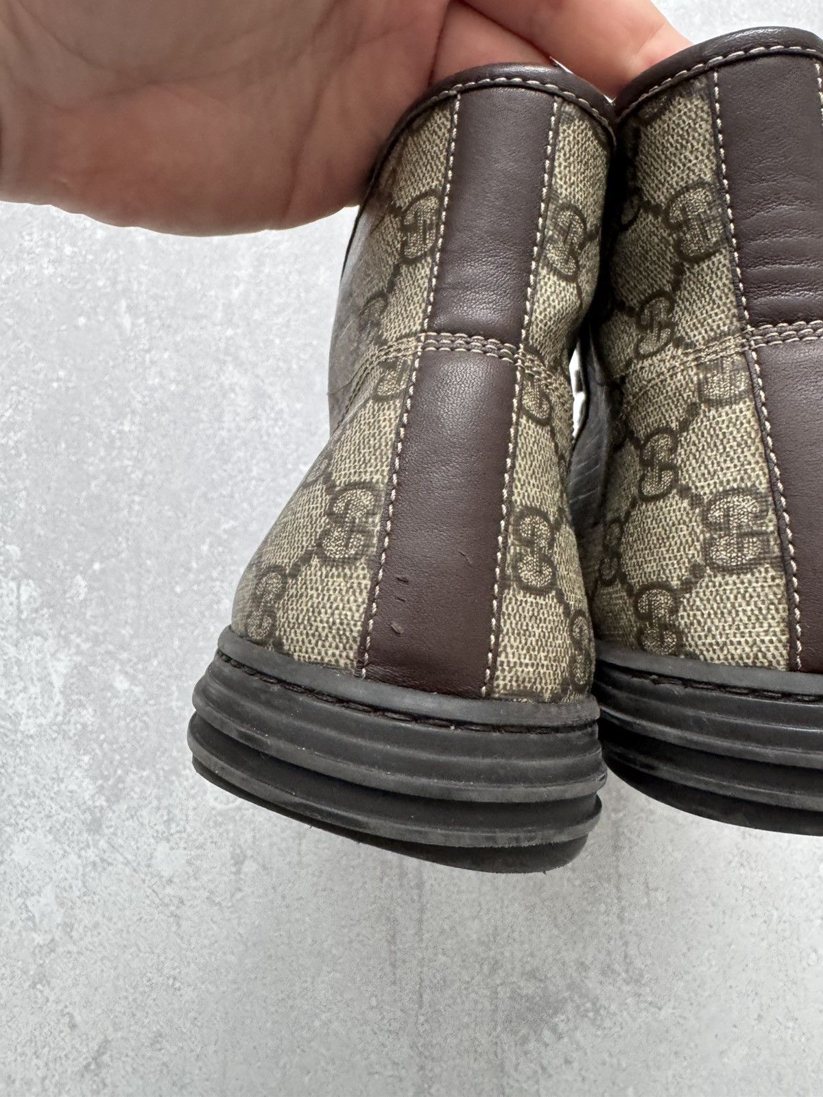 Vintage Vintage Gucci High Top GG Brown Monogram Leather Shoes Size US 8.5 / EU 41-42 - 12 Thumbnail