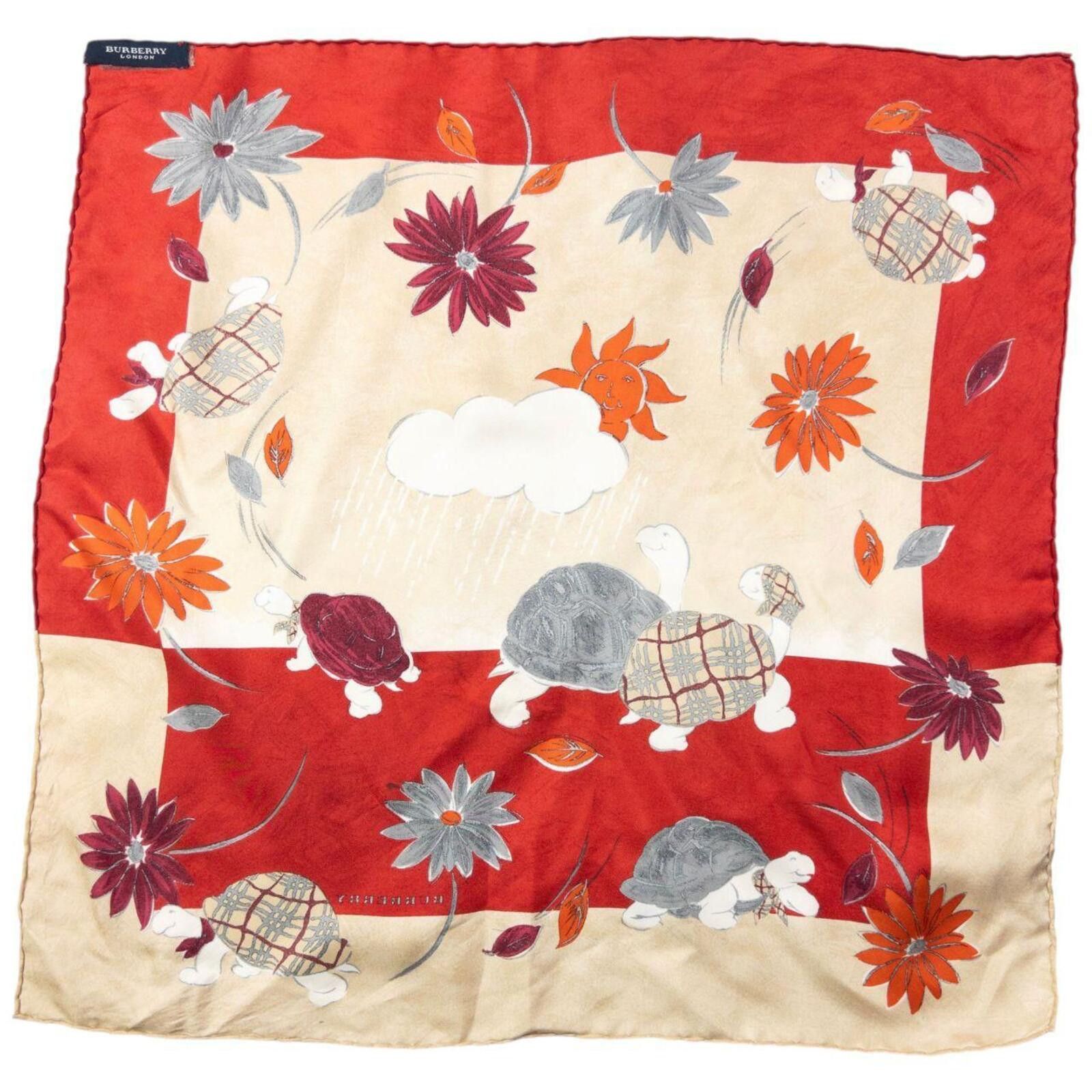 Burberry Vintage 2000s Burberry Floral Turtle Print Silk Scarf Size ONE SIZE - 3 Thumbnail