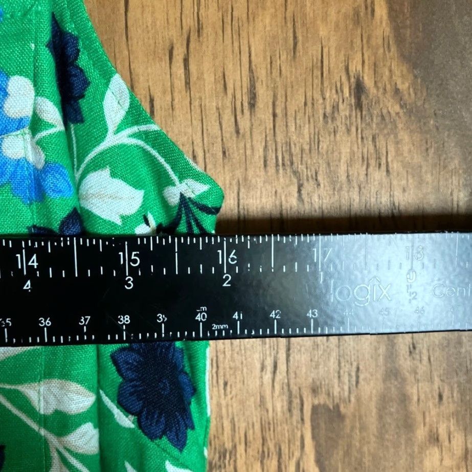 Ann Taylor Ann Taylor Dress Women's Green Floral V-Neck Belted Sleeveless Linen Blend Small Shirt? Size S / US 4 / IT 40 - 7 Thumbnail
