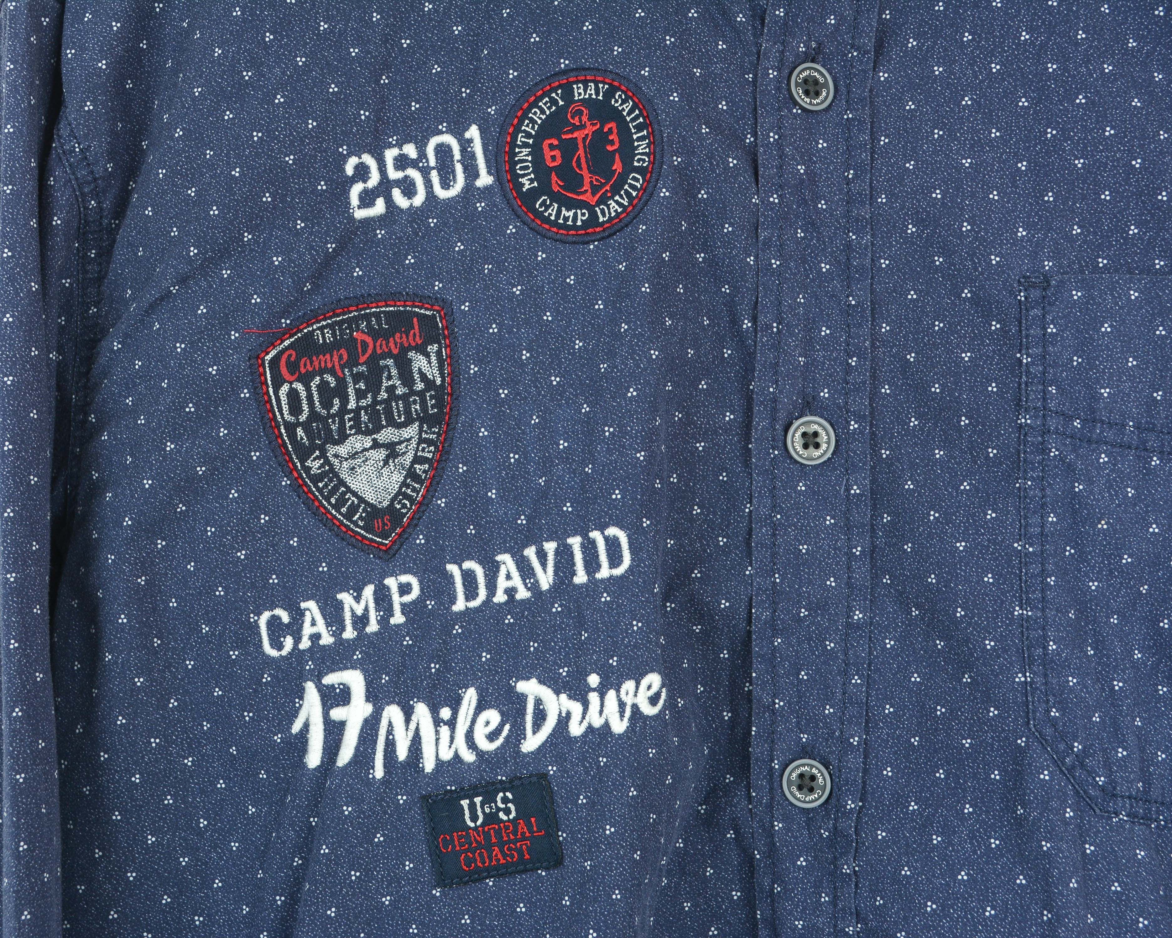 Camp David Men Button Up Shirt L Embroided Long Sleeve Polka Dot Size US L / EU 52-54 / 3 - 4 Thumbnail