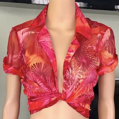 Versace Gianni Versace Couture Blouse SS 2000 Jungle Print Pink Size S / US 4 / IT 40 - 1 Thumbnail
