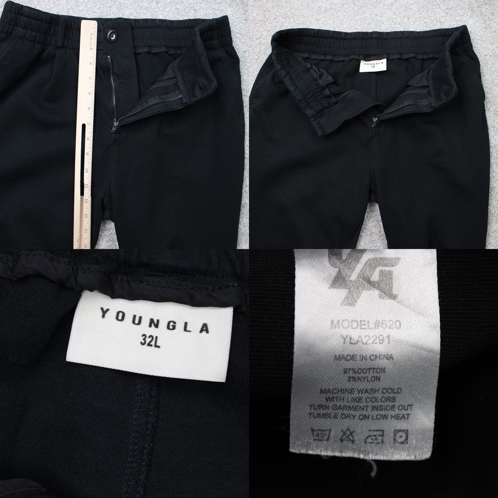 YoungLA YoungLA Pants Mens 32L Black Urban Straight Leg Cotton/Nylon Fleece Joggers Size US 32 / EU 48 - 8 Thumbnail