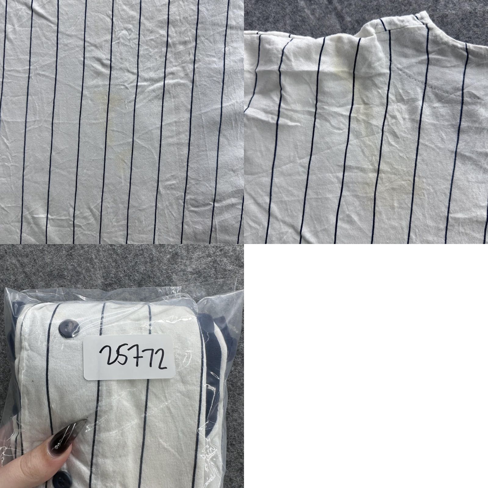 Vintage BADGER SPORT Baseball Jersey Mens 2XL White Navy Pinstripe Short Sleeve V-Neck Made in USA Size US XXL / EU 58 / 5 - 8 Thumbnail