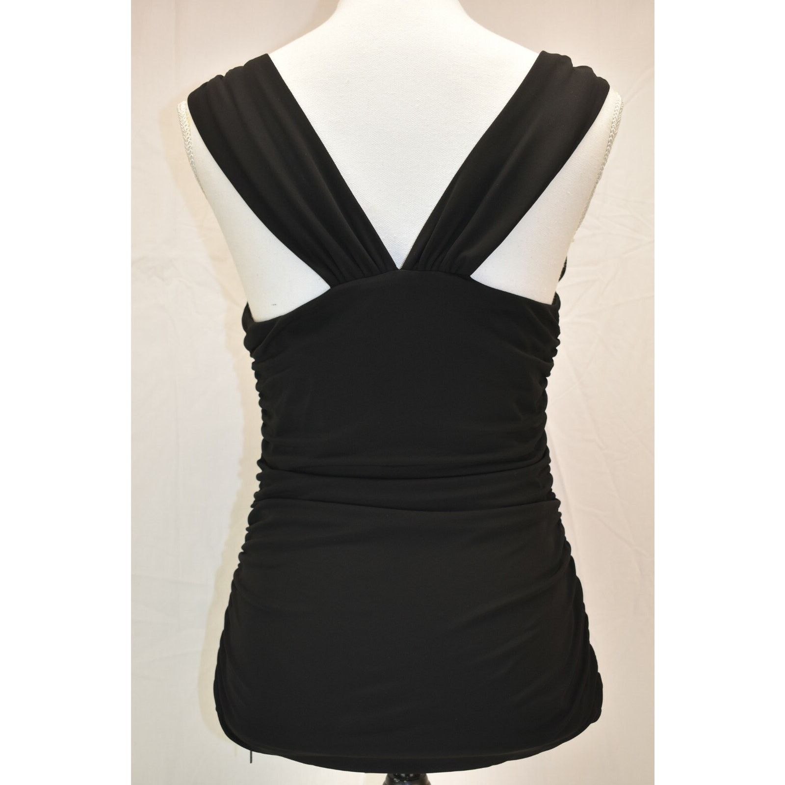 Versace VERSACE A55371 BLACK SILK GOLD RING DRESS BLOUSE TOP 42 IT Size L / US 10 / IT 46 - 2 Thumbnail