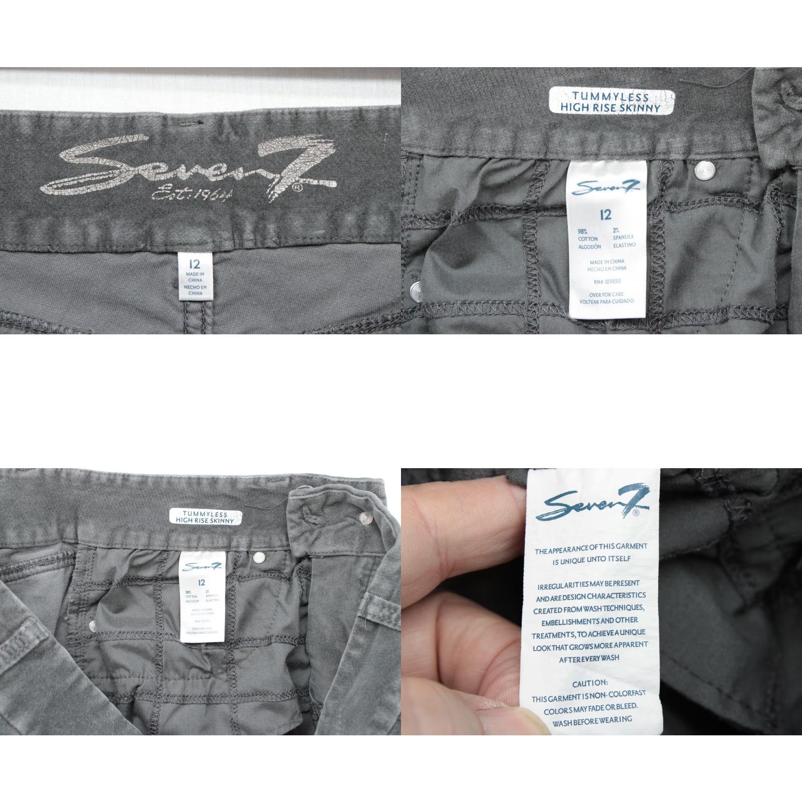 Vintage VINTAGE? (No) Seven7 Pants Women's 12 High Rise Skinny Tummyless Gray Stretch Corduroy Size 34" / US 12 / IT 48 - 8 Thumbnail