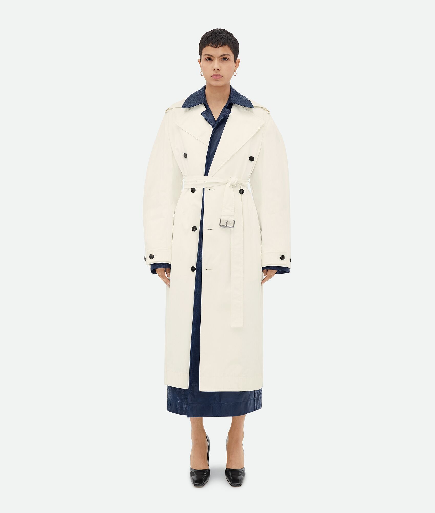 Bottega Veneta o1bcso1str0225 Coated Cotton Coat in Chalk Size XS / US 0-2 / IT 36-38 - 5 Thumbnail
