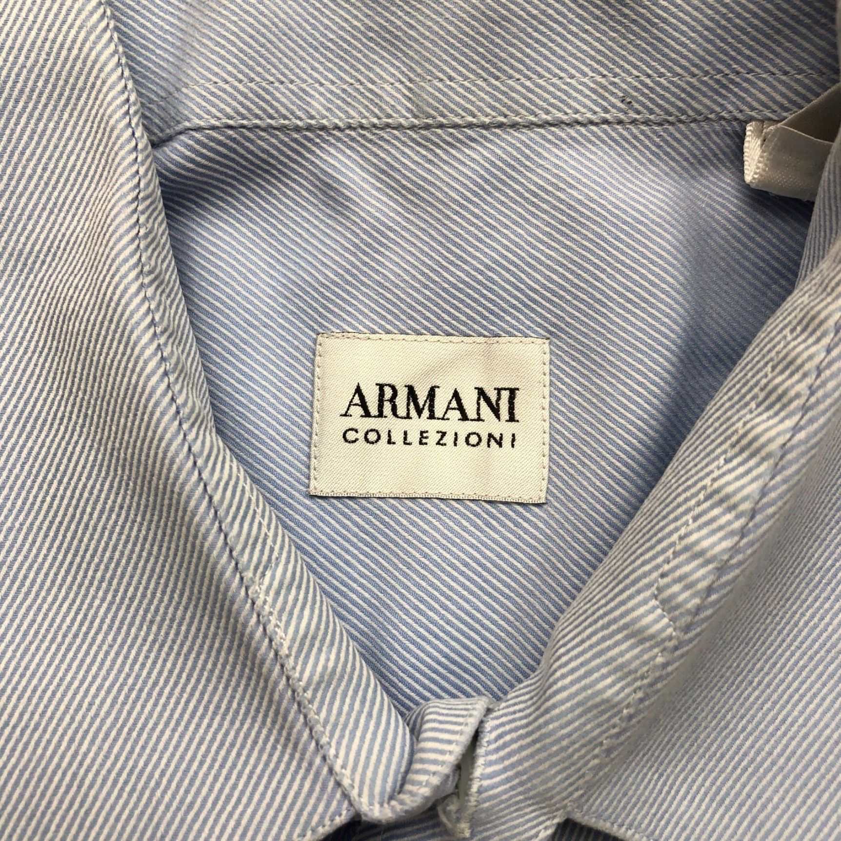 Armani VINTAGE Armani Collezioni Button Up Shirt Mens M 15.5 39 Blue Striped Long Sleeve Collared Shirt Mens Size 40R - 4 Thumbnail