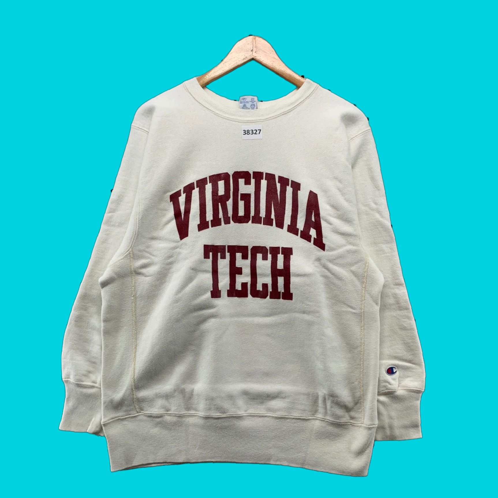 Champion VINTAGE Virginia Tech Sweatshirt Mens L White Champion Reverse Weave 90s VTG 21.5x26 Mens Size US L / EU 52-54 / 3 - 1 Thumbnail