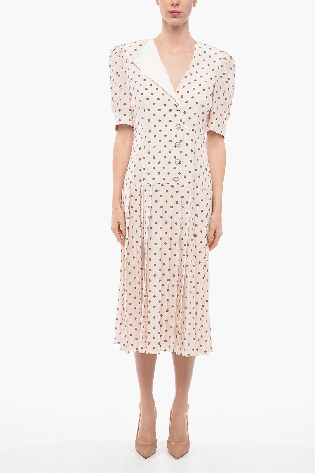 image of Alessandra Rich Og1Mm0524 Silk Shirt Dress In Pink, Women's (Size Large)