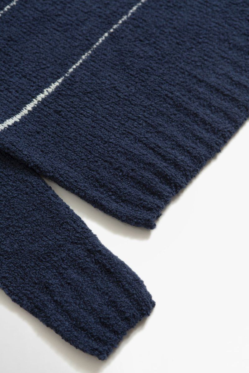 Officine Generale o1mle1025 Marco Irregular Stripe Merino Wool Sweater in Navy Size US M / EU 48-50 / 2 - 3 Thumbnail