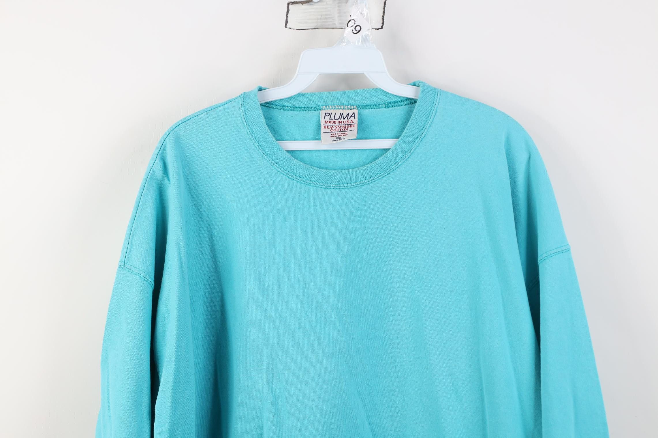 Vintage Vintage 90s Streetwear Heavyweight Cotton T-Shirt Blue USA Size US XXL / EU 58 / 5 - 2 Thumbnail