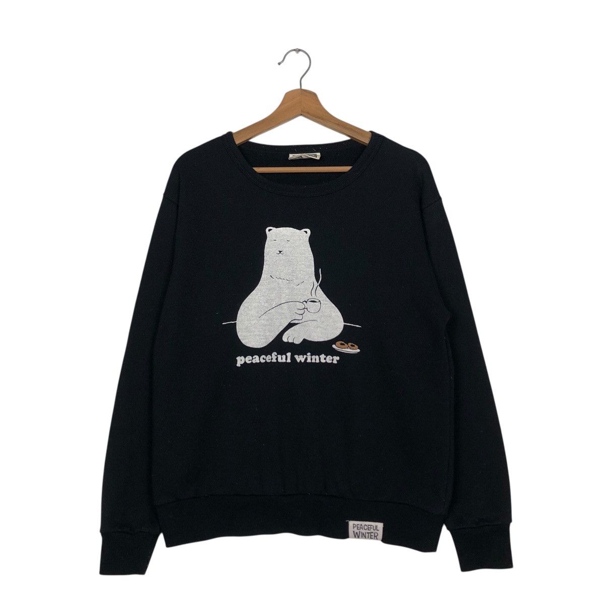 Japanese Brand Vintage Peaceful Puppet Bear Knit Crew – Peaceful Winter Size US M / EU 48-50 / 2 - 2 Thumbnail