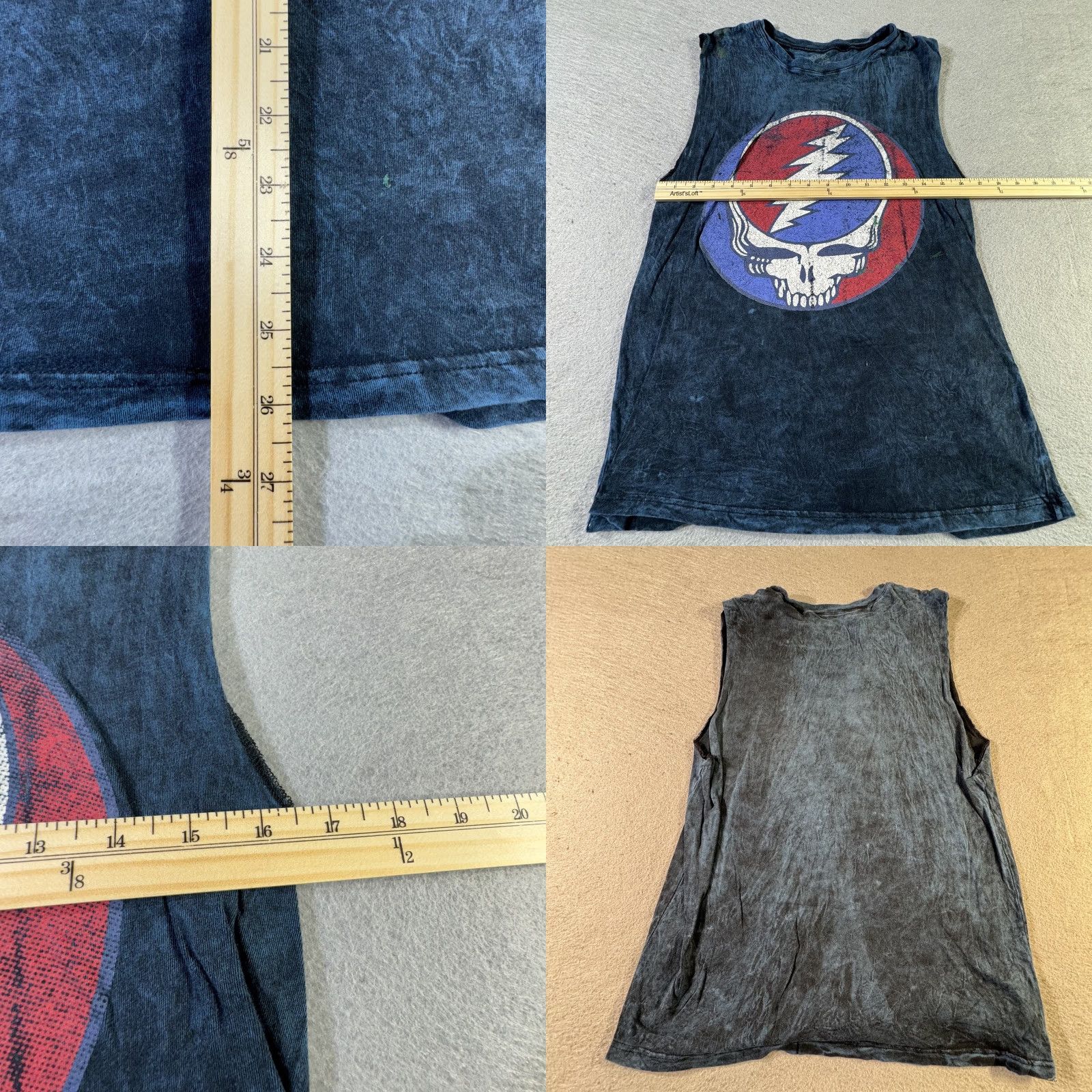 Vintage VINTAGE Grateful Dead T-Shirt Mens Large Black Sleeveless Distressed 90s Rock Band Graphic Print Size US L / EU 52-54 / 3 - 8 Thumbnail
