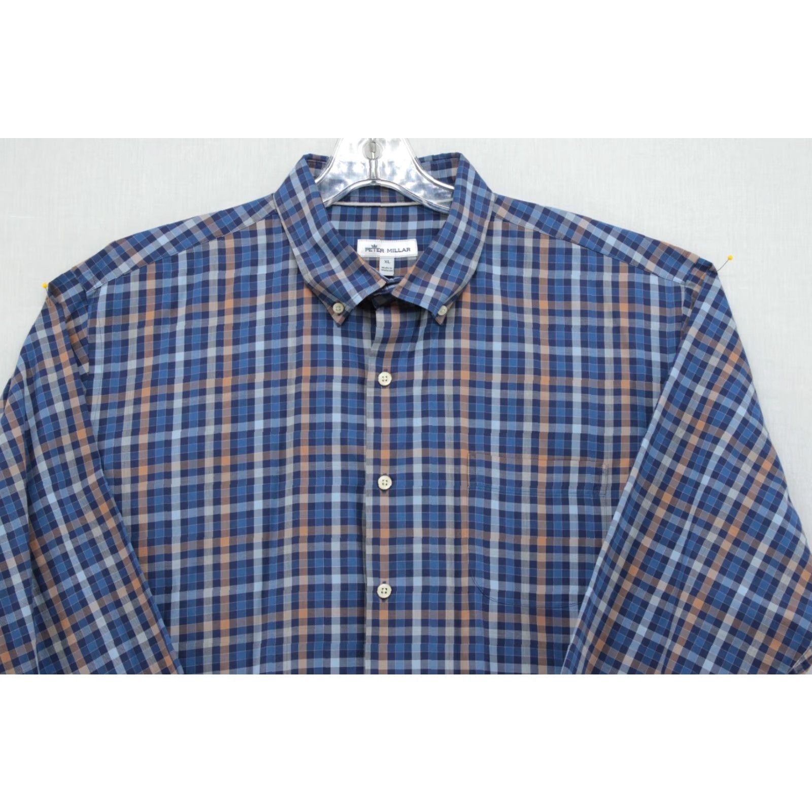 Peter Millar VINTAGE Peter Millar Shirt Men's XL Blue Check Stretch Button Down Preppy Golfer Modern Size US XL / EU 56 / 4 - 2 Thumbnail