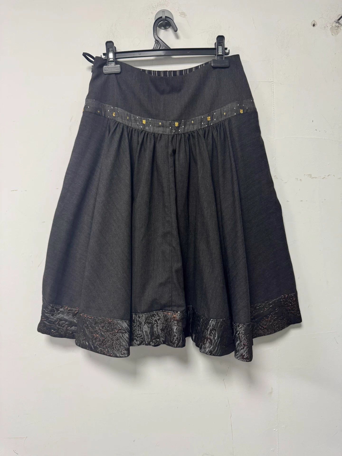 Other ANTONIO MELAS Wool Skirt Dark Gray Gold Lace 42 IT Size 30" / US 8 / IT 44 - 2 Thumbnail