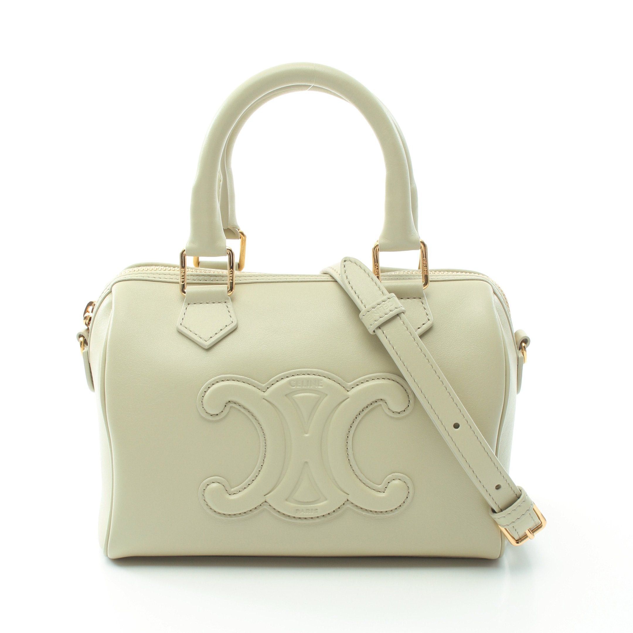Celine Celine Small Boston Cuill Triomphe Handbag Mini Bag Leather Light Green Size ONE SIZE - 1 Thumbnail
