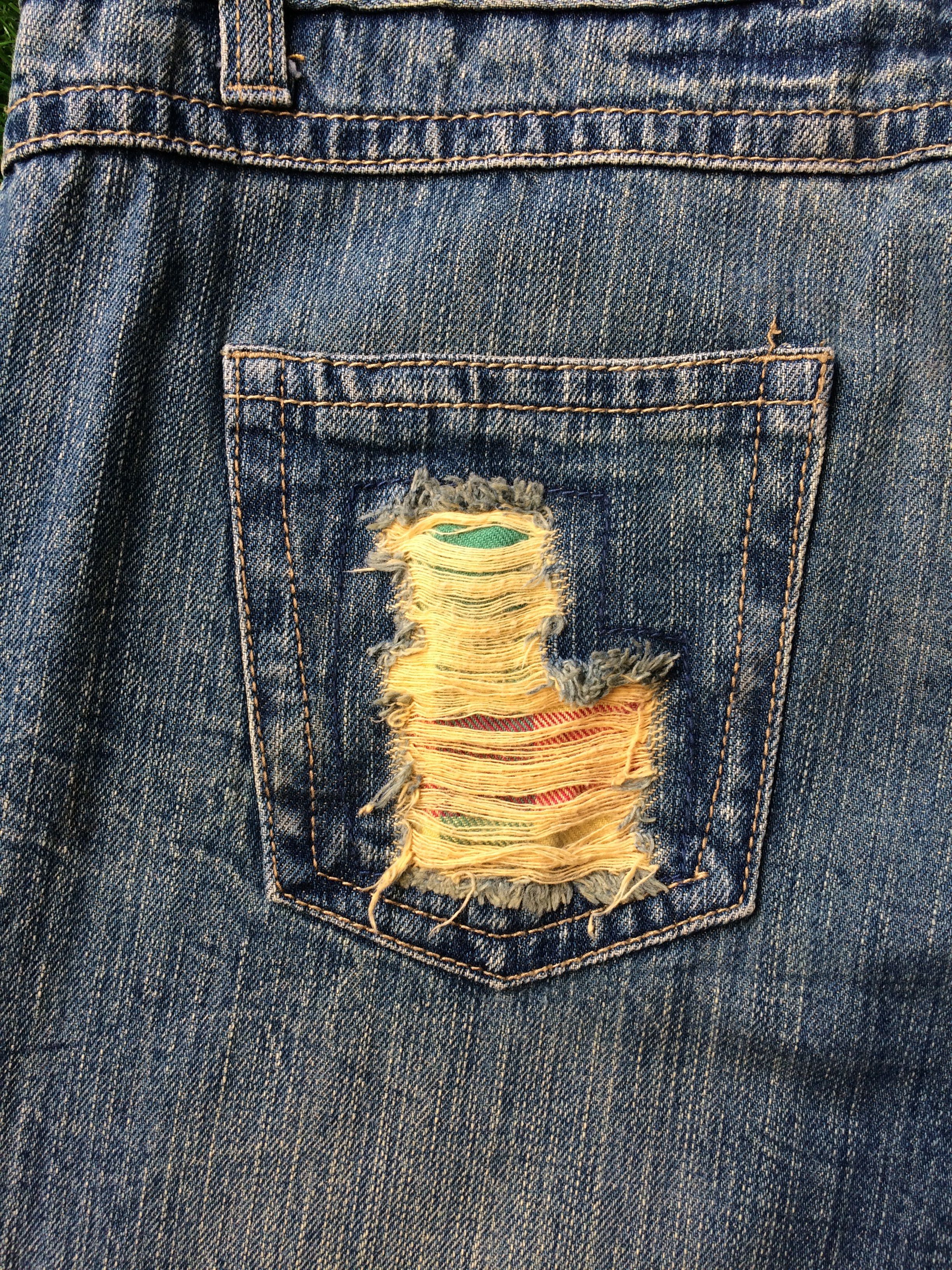 Japanese Brand × Vintage Vtg Distressed Double Waist Checkered Denim Jeans D-689 Size US 31 - 11 Thumbnail