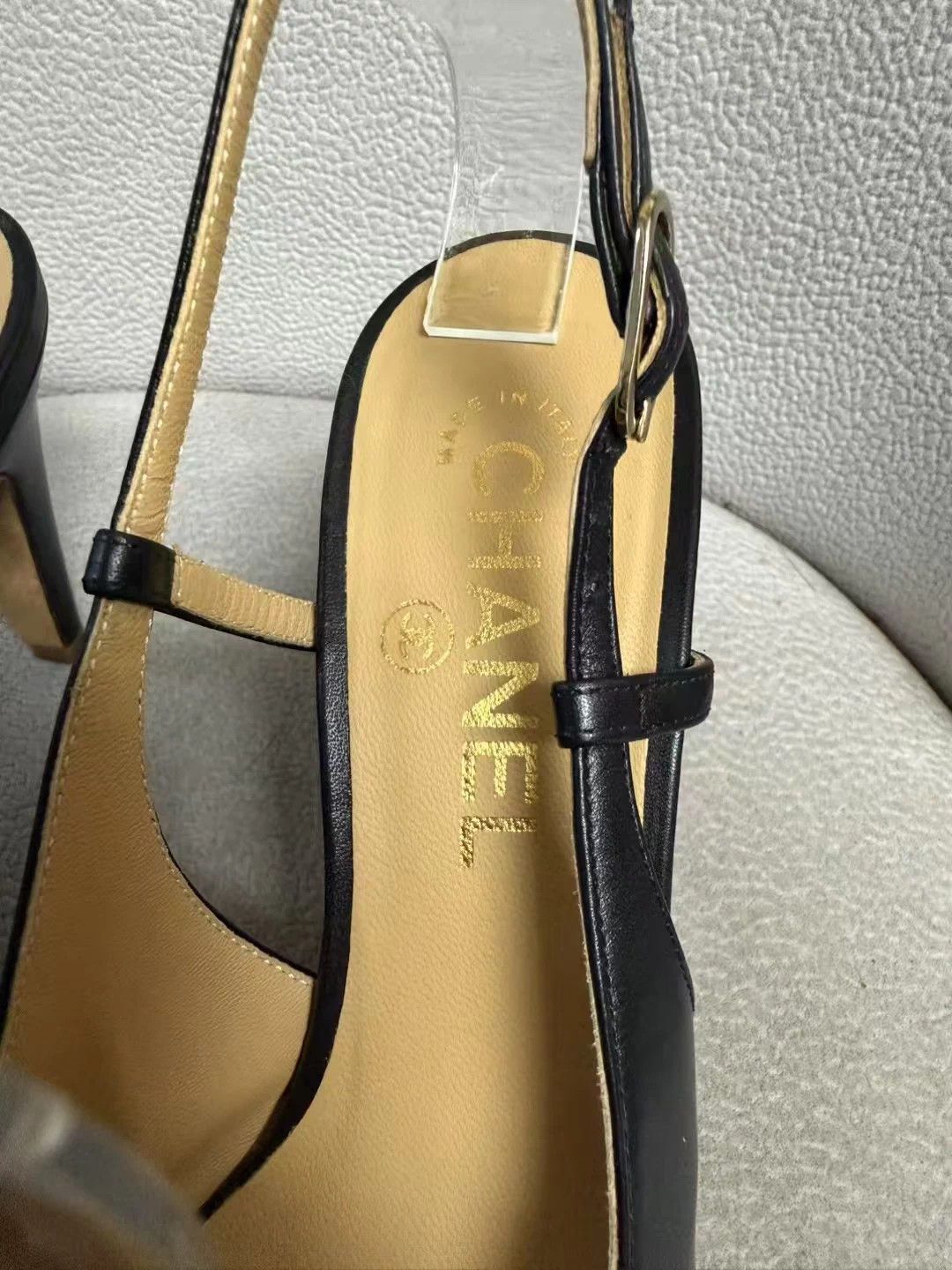 Chanel CHANEL Black 37 Block Heel Pumps Size US 6 / IT 36 - 4 Thumbnail