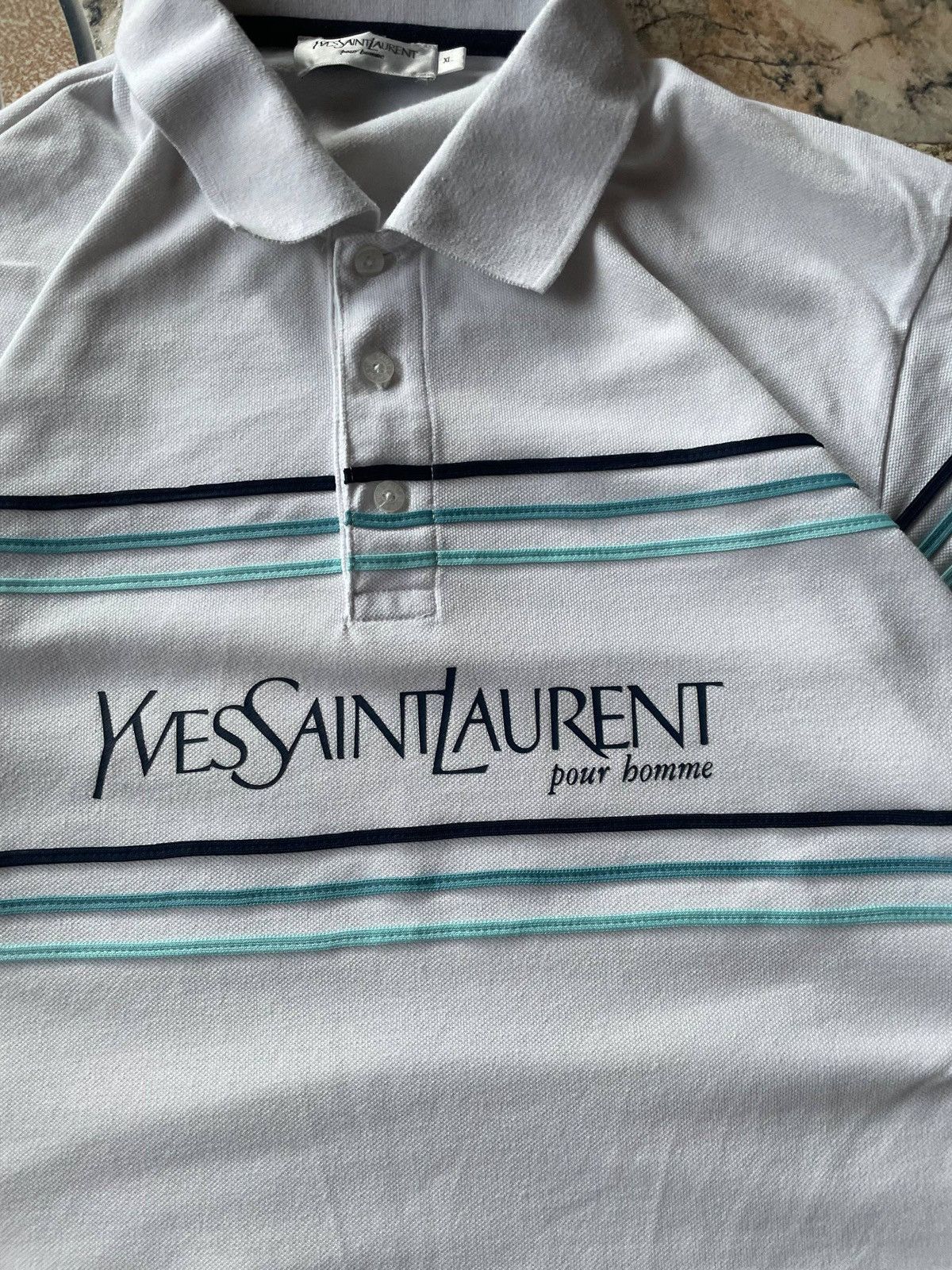 Yves Saint Laurent White Polo Shirt YSL Size US XL / EU 56 / 4 - 2 Thumbnail