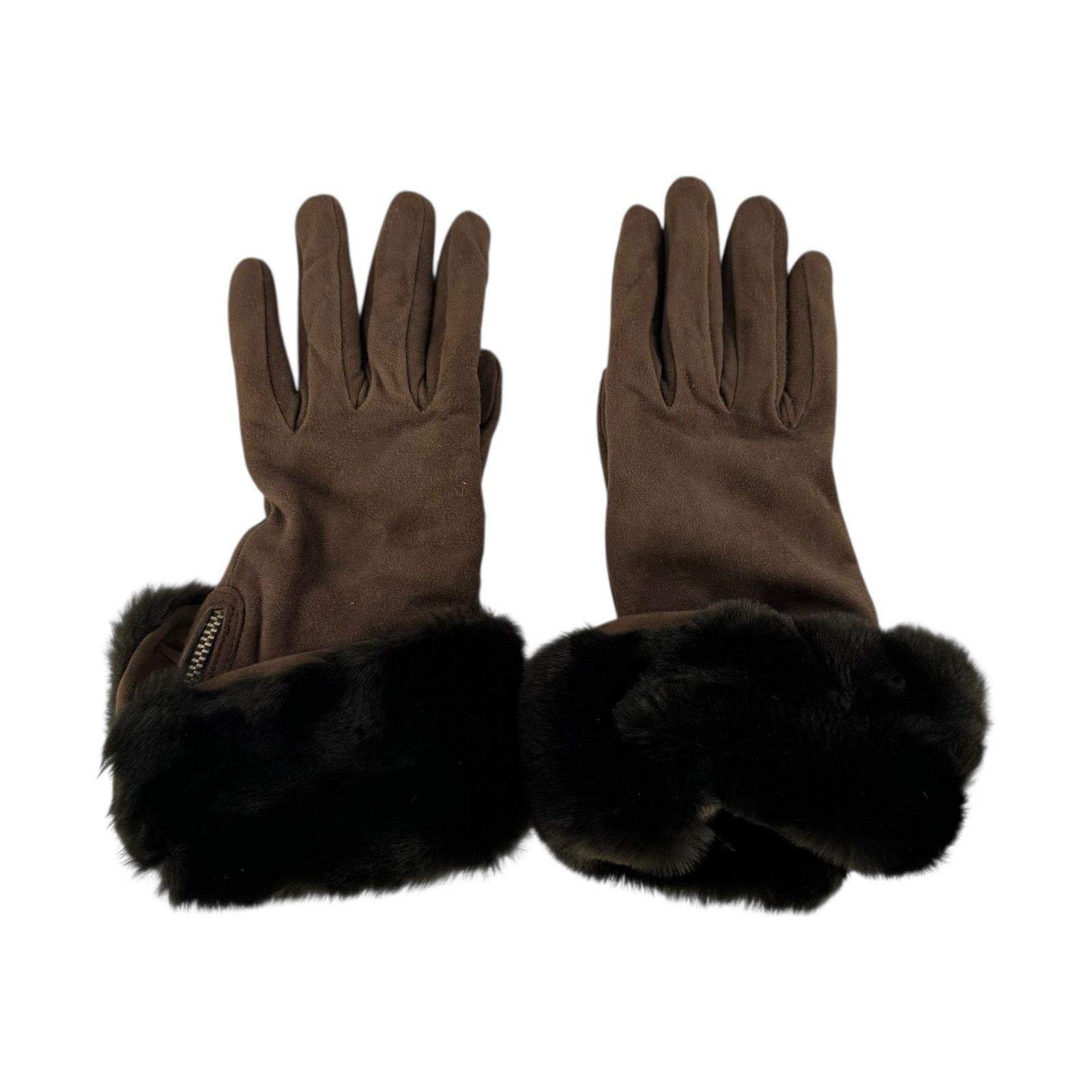 Fendi Fendi Brown Suede and Fur Gloves Size ONE SIZE - 1 Thumbnail