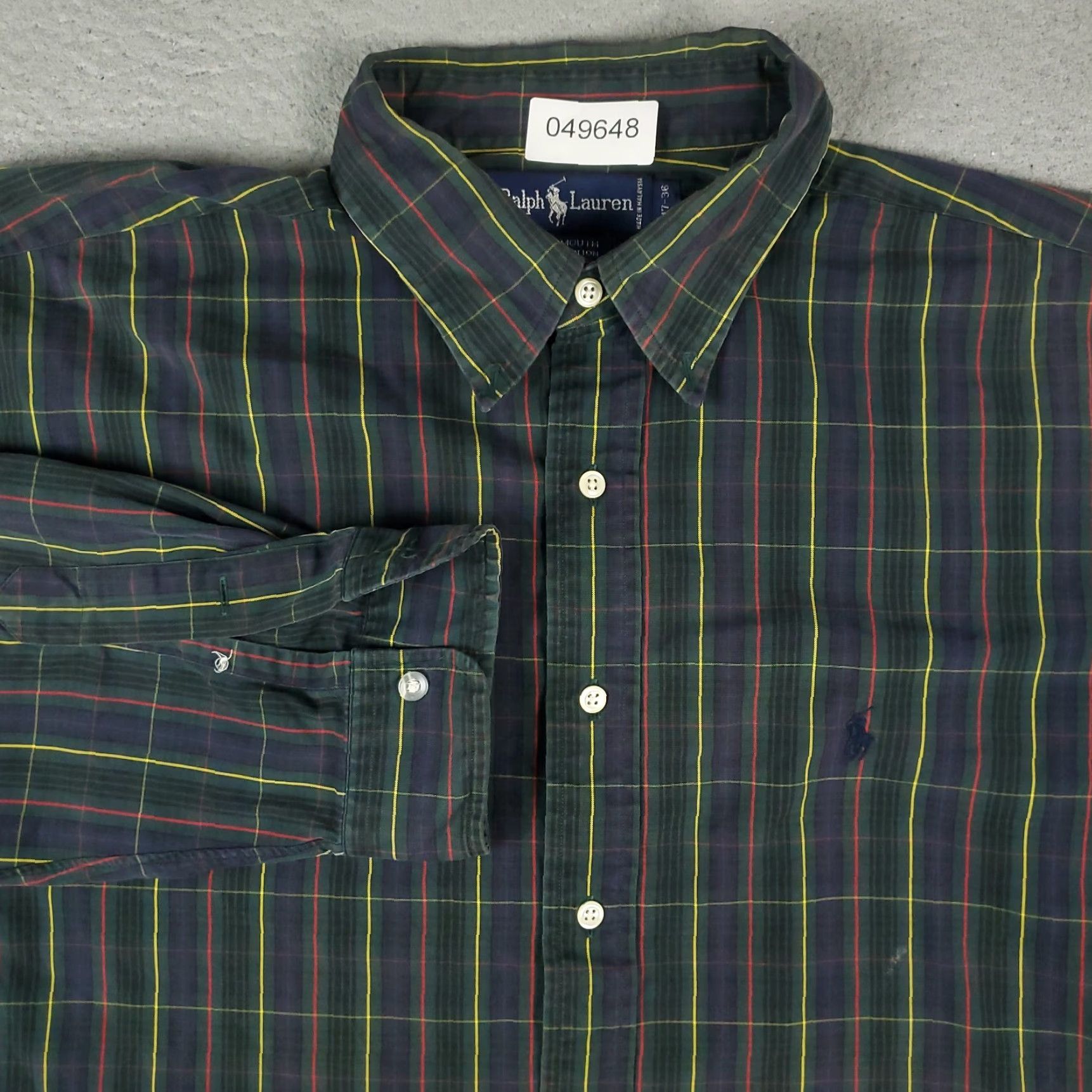 Ralph Lauren RALPH LAUREN Dress Shirt Mens Size 17 Green Plaid Button-Down Long Sleeve Classic Size 46R - 2 Thumbnail