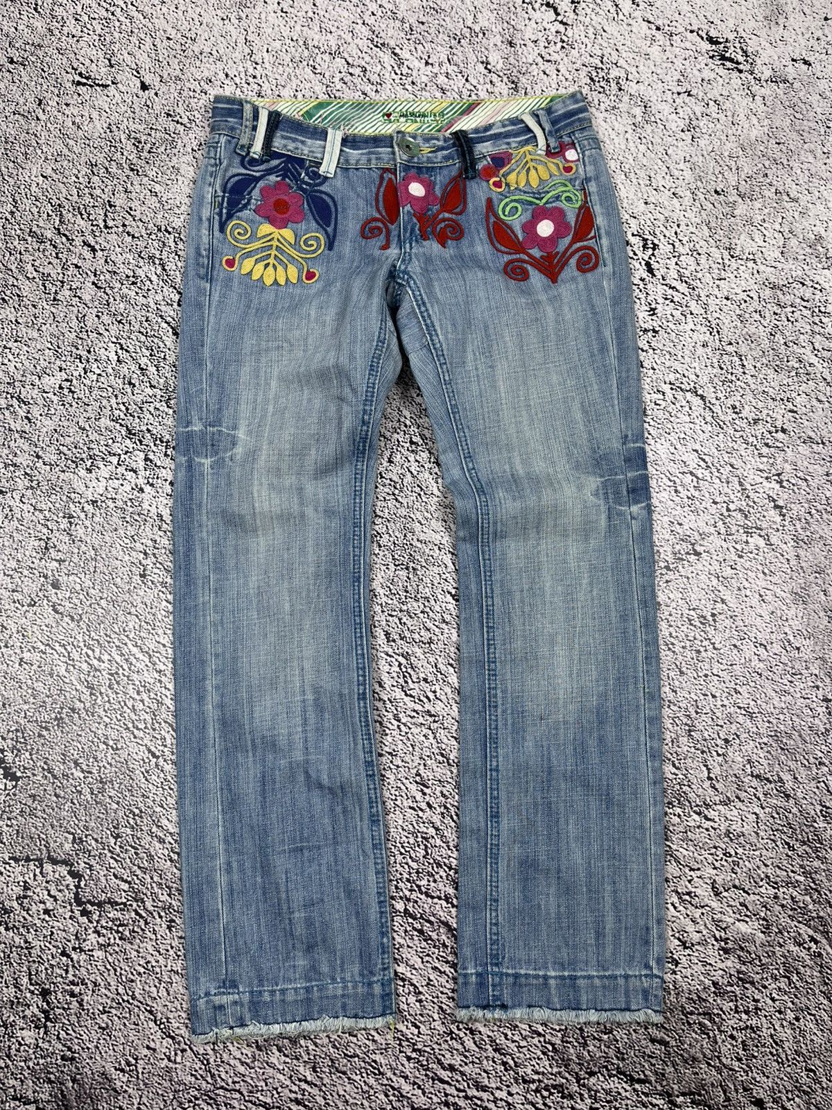 Vintage Miss Sixty Floral Embroidered Low-Rise Jeans