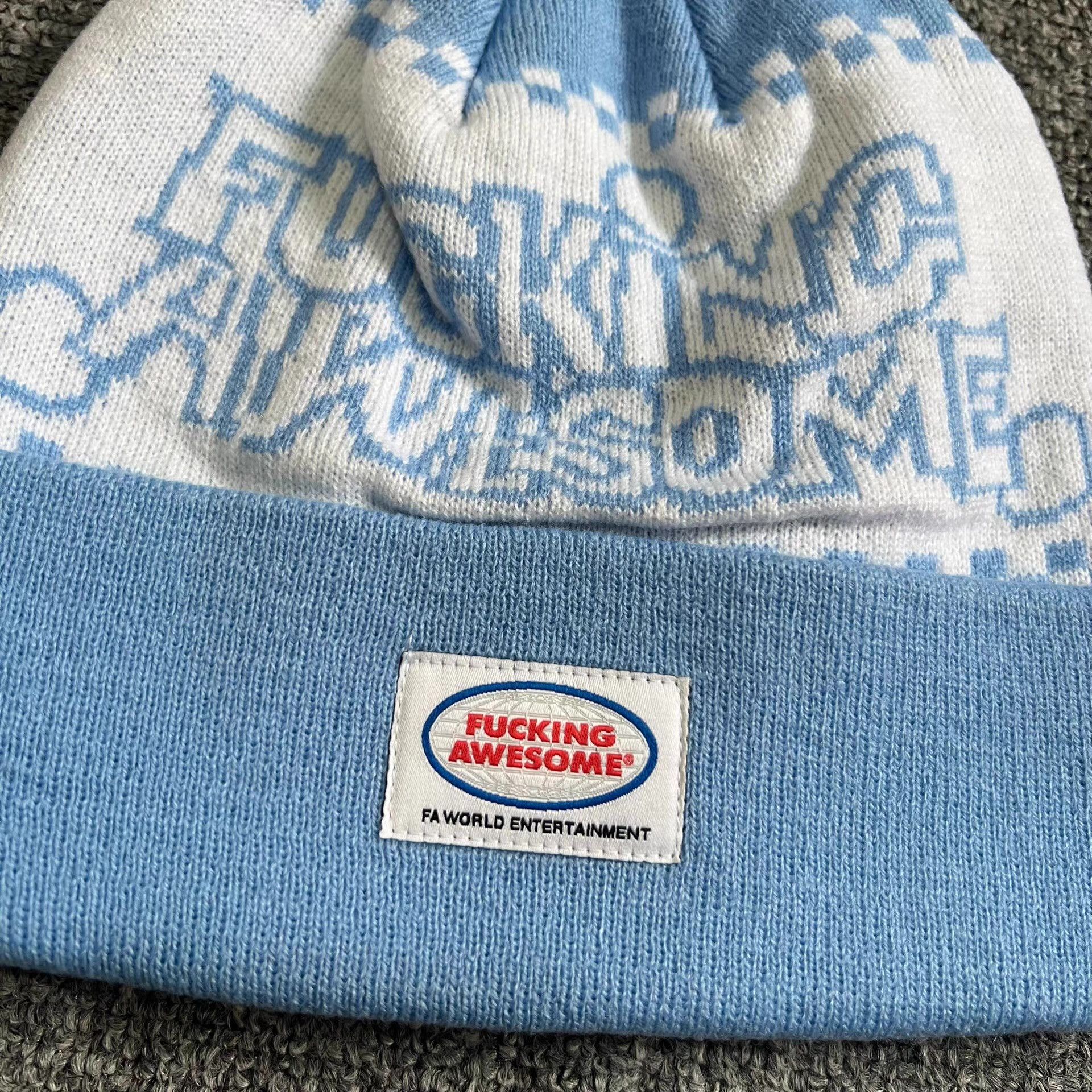 Fucking Awesome Fucking Awesome Patch Embroidered Pom-Pom Knitted Beanie Q7 Size ONE SIZE - 5 Thumbnail