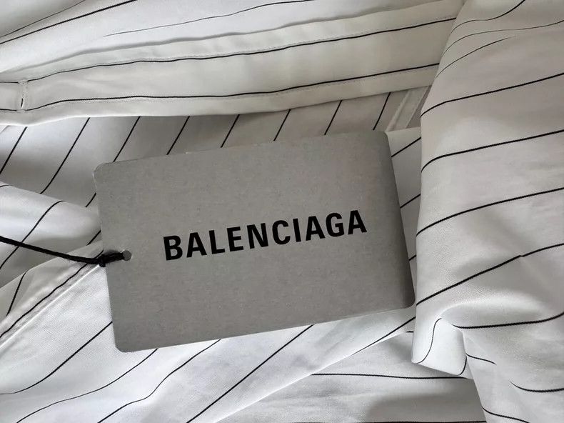 Balenciaga Balenciaga Logo Printed Striped Short Sleeve Shirt Size US XXS / EU 40 - 5 Thumbnail