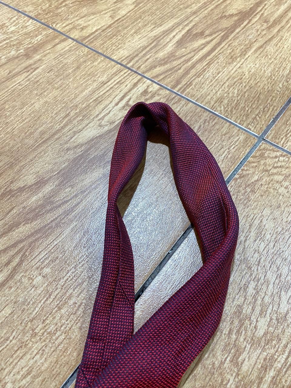 Hugo Boss HUGO RED TAG Silk Tie ITALY Burgundy Red Geometric Size ONE SIZE - 5 Thumbnail