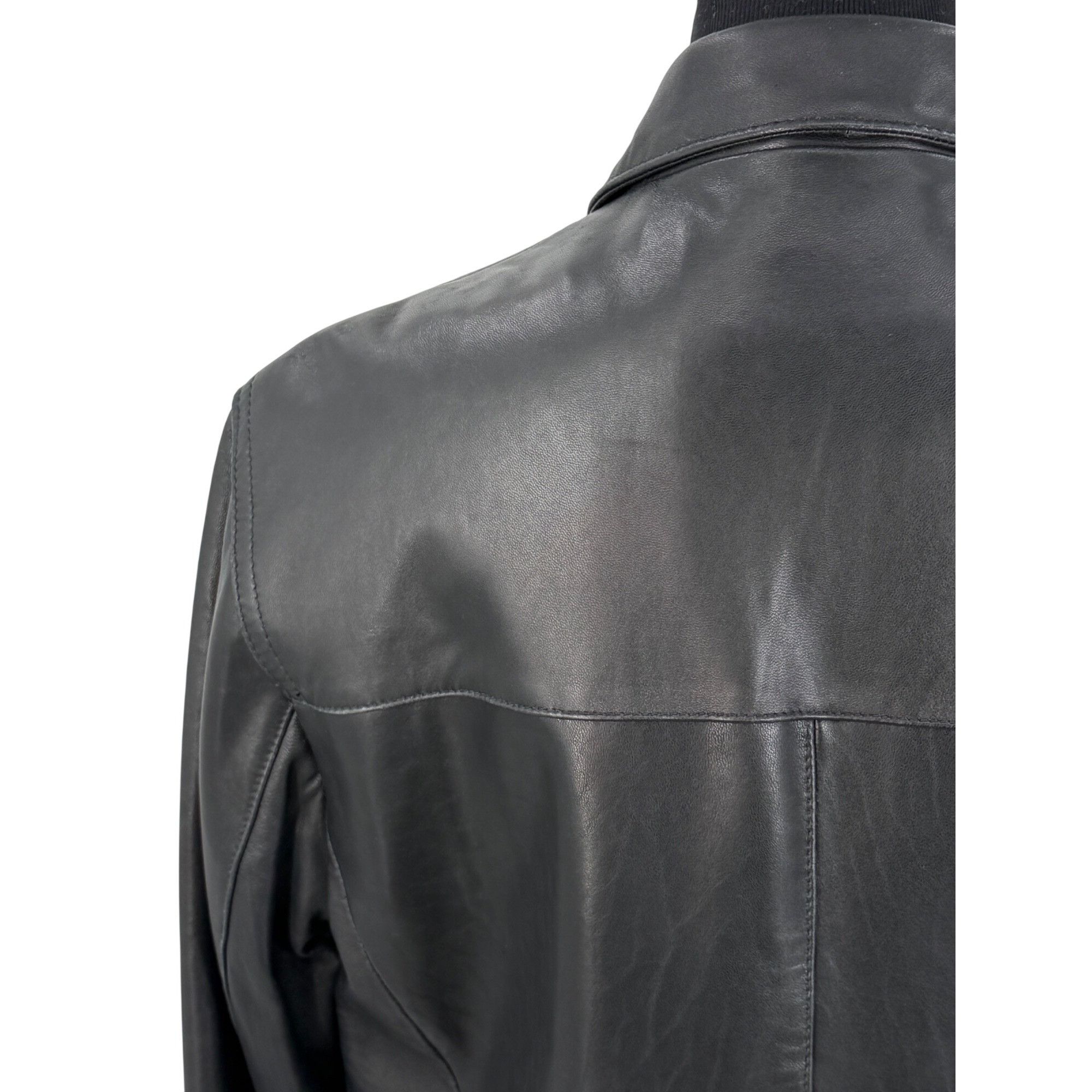 Perry Ellis VTG Perry Ellis Portfolio Mens Black Lambskin Leather Jacket Size US S / EU 44-46 / 1 - 9 Thumbnail