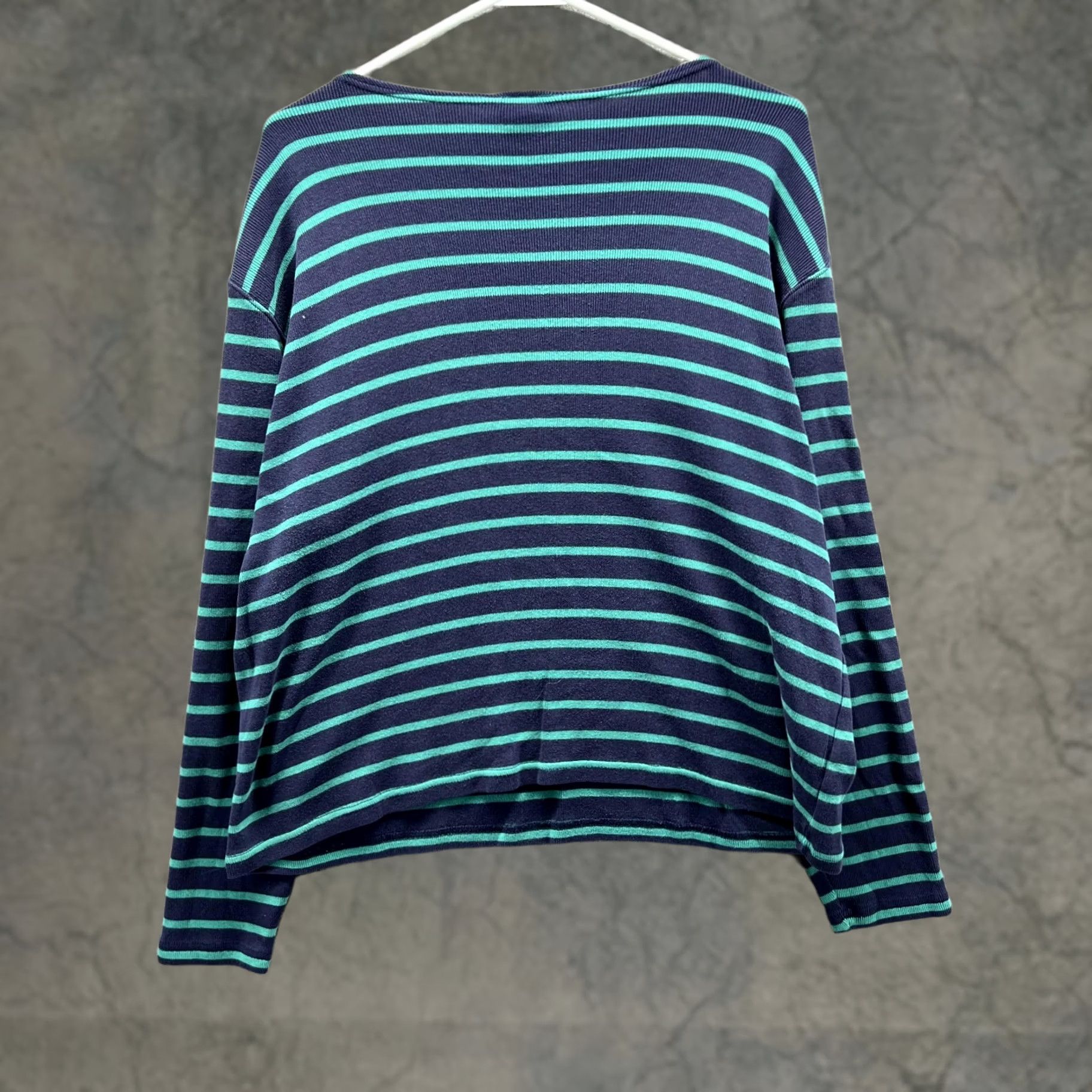 Vintage .L. Bean Shirt Women Extra Large Black Blue Striped Regular Fleece Knit Top Size XL / US 12-14 / IT 48-50 - 1 Thumbnail