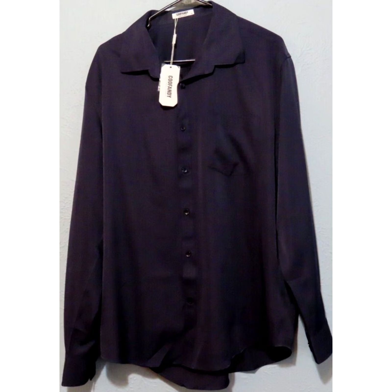 Vintage Coofandy Shirt Black Button-Up XL Men NWT Dress Casual Polyester Long Sleeve Button-Front Collared Shirt Size US XL / EU 56 / 4 - 2 Thumbnail