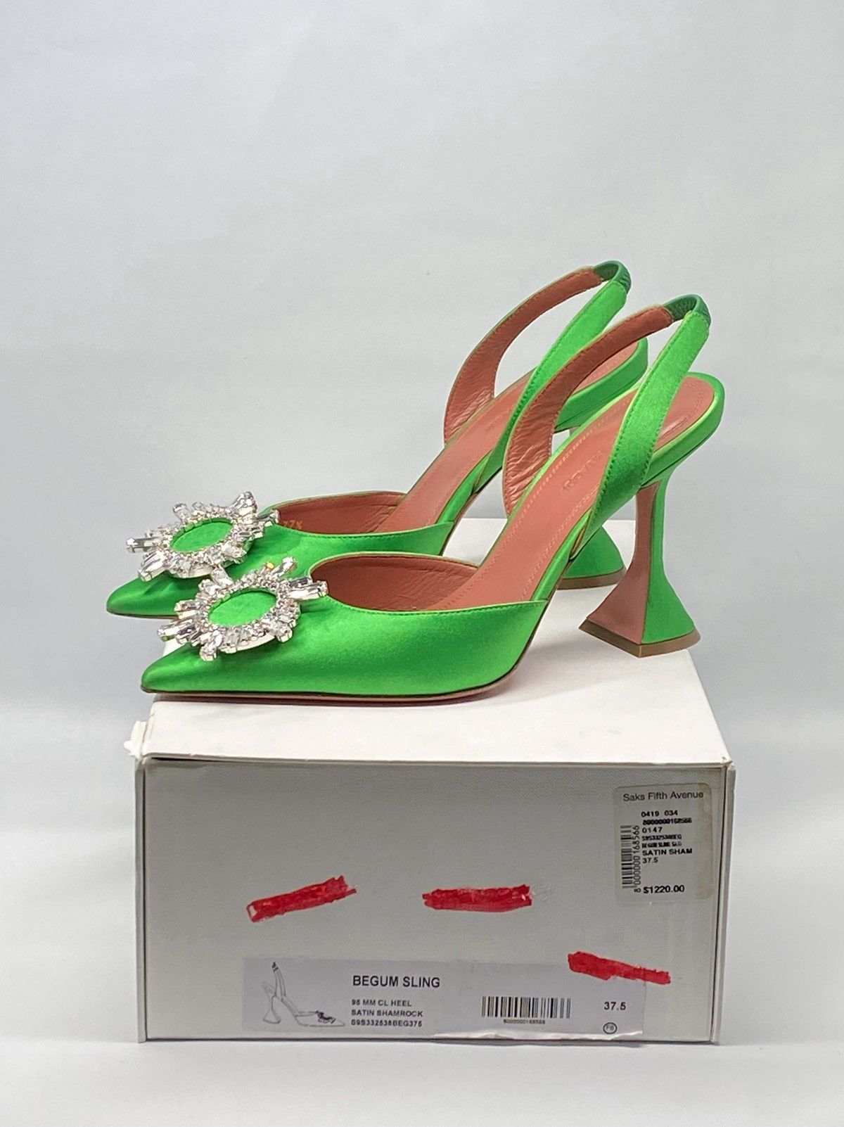 Amina Muaddi Amina Muaddi Begum Satin & Crystal Slingback Pumps size 37.5 Size US 7.5 / IT 37.5 - 12 Thumbnail
