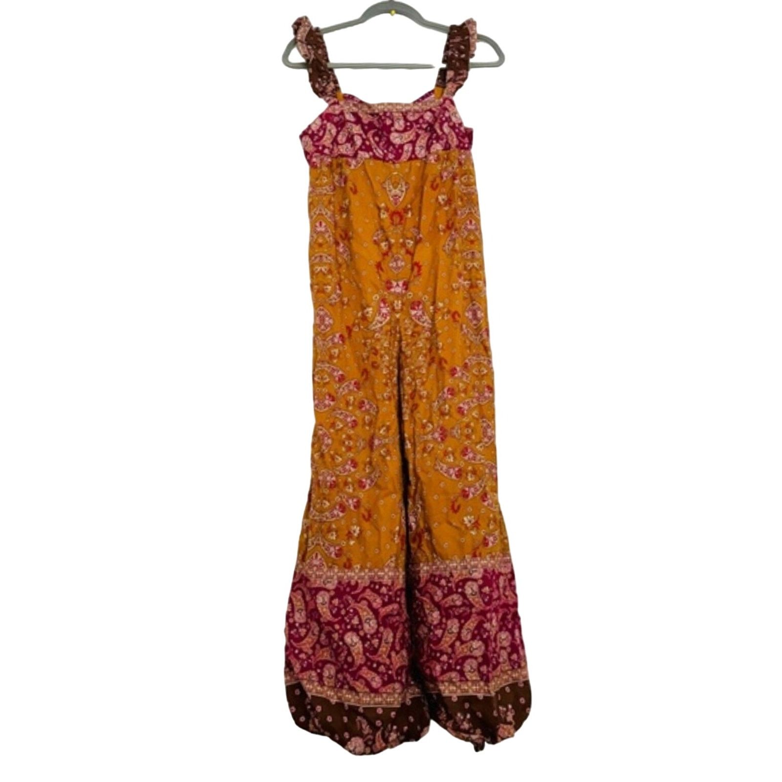 Free People New FREE PEOPLE Bali Albright Jumpsuit $148 SMALL Gold Combo Size 28" / US 6 / IT 42 - 4 Thumbnail