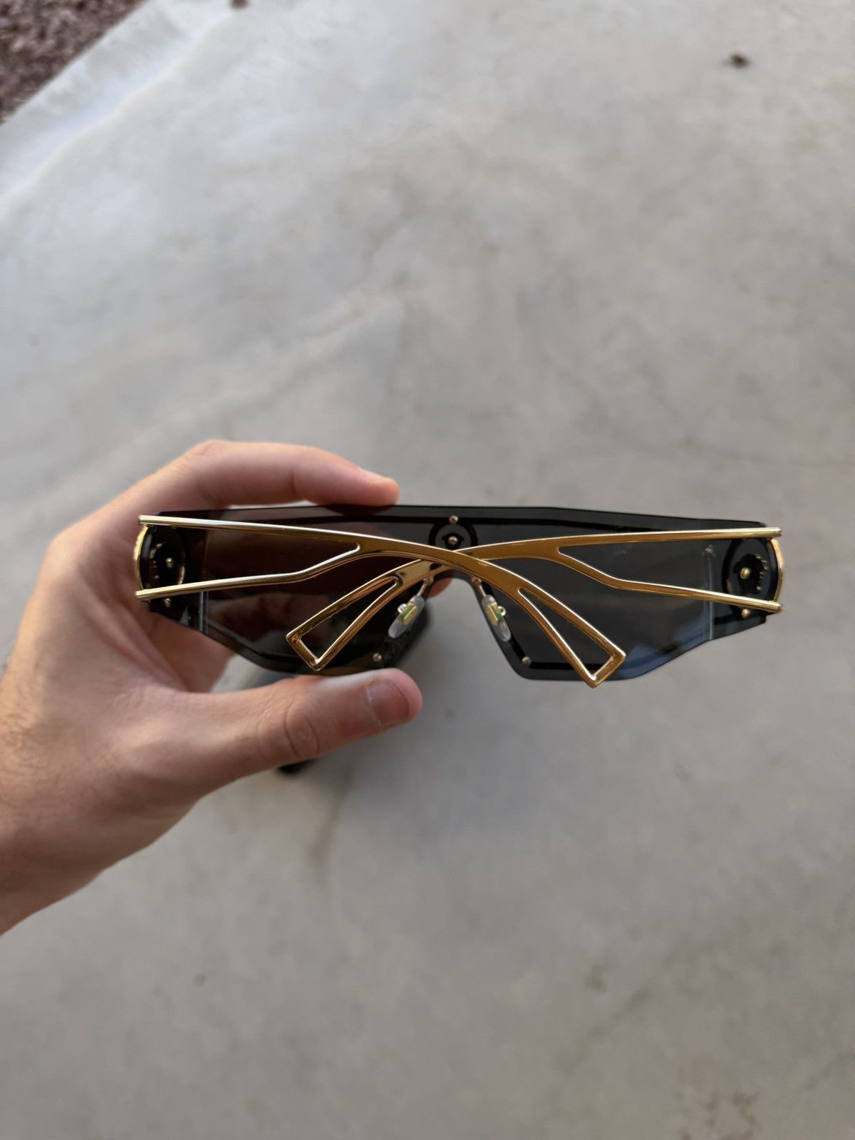 Versace Versace VE2226 Shield Sunglasses – Gold / Black Clean Size ONE SIZE - 3 Thumbnail