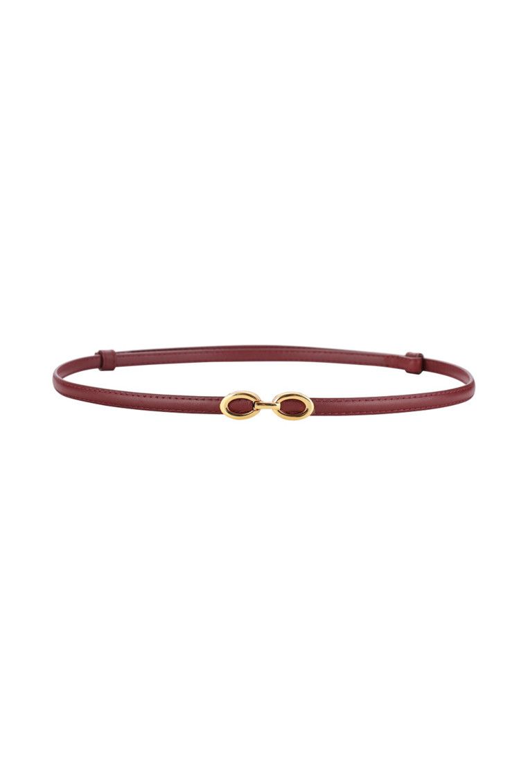 Other Burgundy Women's Leather Belts with Gold Buckle Belt Size ONE SIZE - 2 Thumbnail