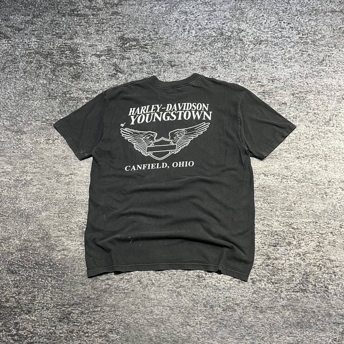 Harley Davidson VINTAGE BLACK FADED HARLEY DAVIDSON DISTRESSED POCKET TEE Size US XL / EU 56 / 4 - 2 Thumbnail