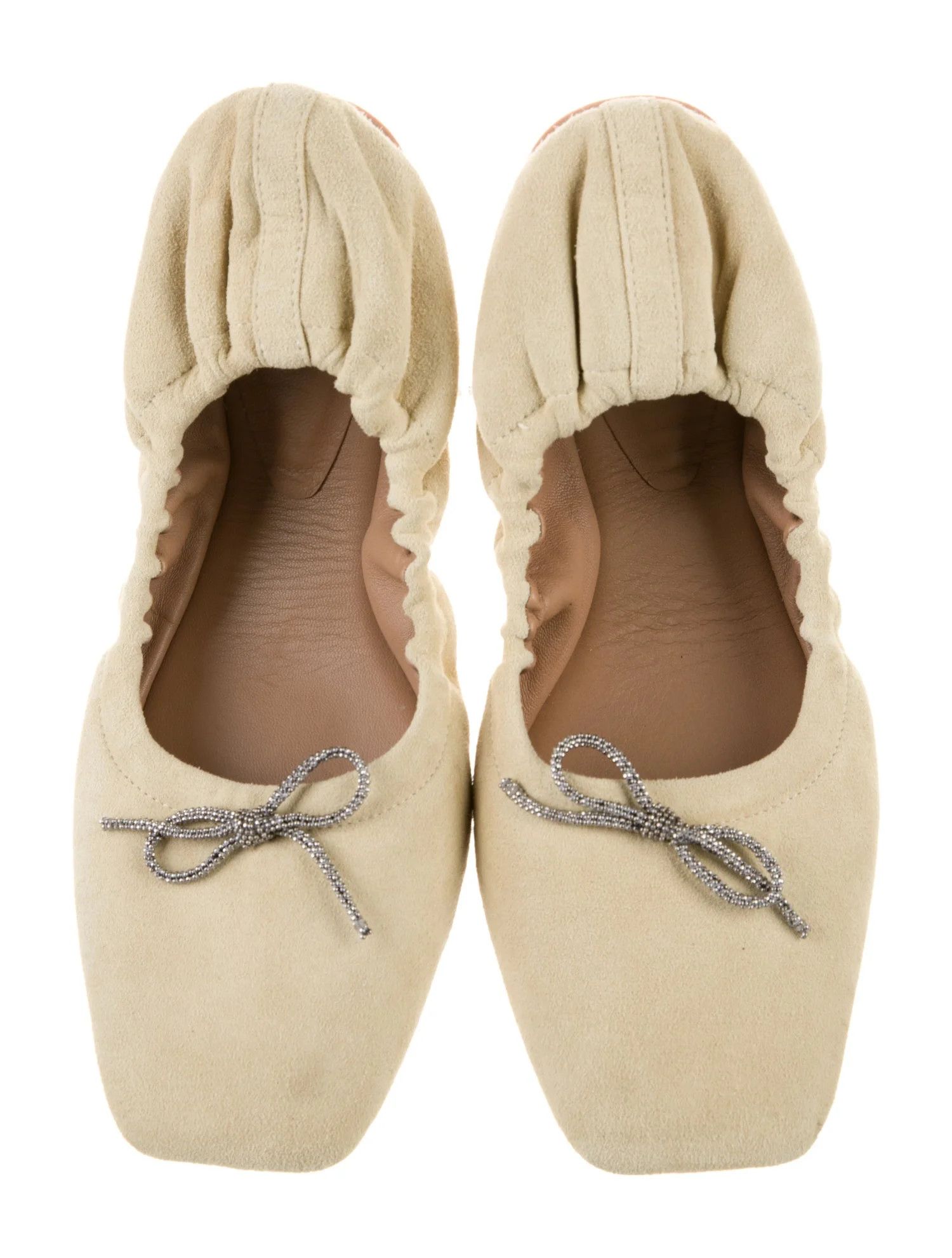 Brunello Cucinelli o1gr1nt0625 Ballet Flats With Bow Detail in Light Beige Size US 7 / IT 37 - 2 Thumbnail