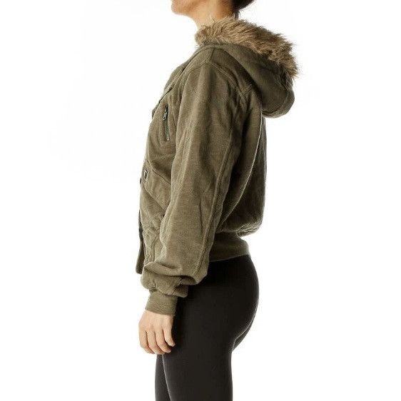 Hurley Hurley Hooded Faux Fur Trim Cargo Bomber Jacket Size M / US 6-8 / IT 42-44 - 3 Thumbnail