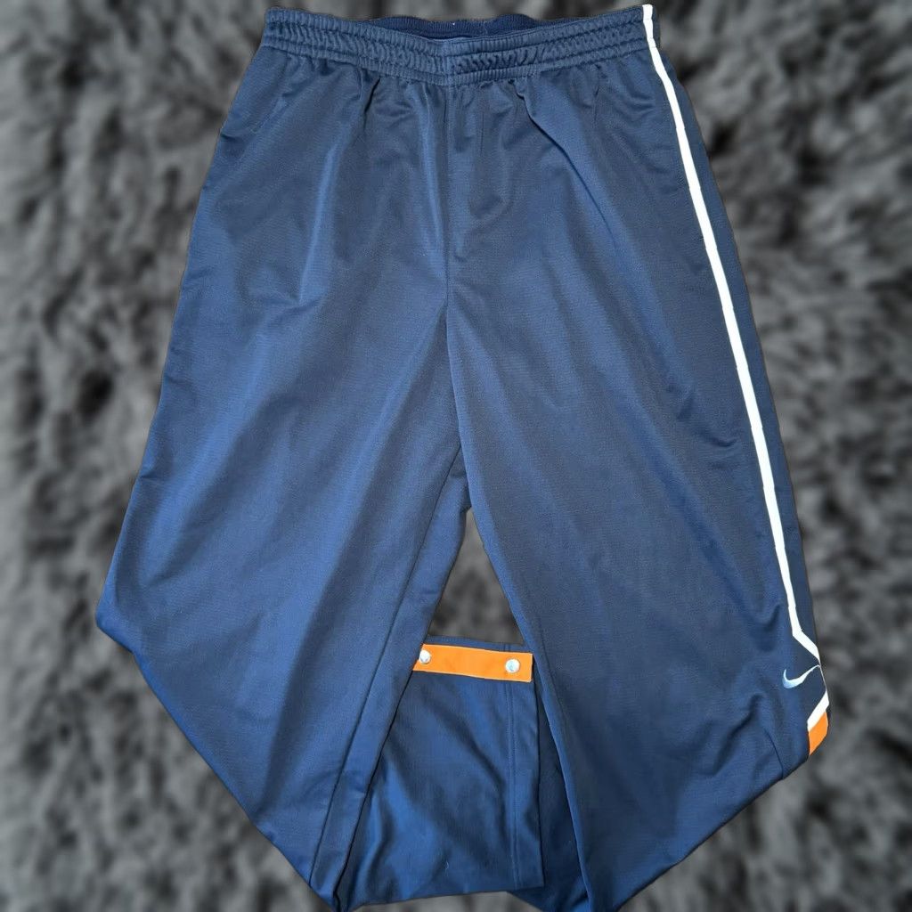 Nike VINTAGE Nike Elite Warmup Pants Mens XXL Blue White Orange Jogger Drawstring 90s Nike Mini Swoosh 33in Inseam Size US 39 - 1 Thumbnail