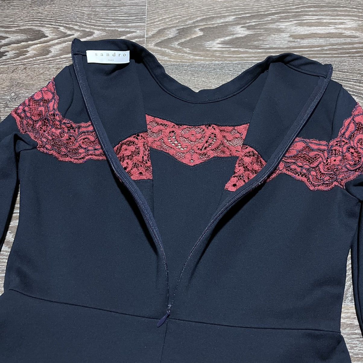 Sandro SANDRO Paris Color Lace Insets Viscose Longsleeve Dress Size S / US 4 / IT 40 - 6 Thumbnail