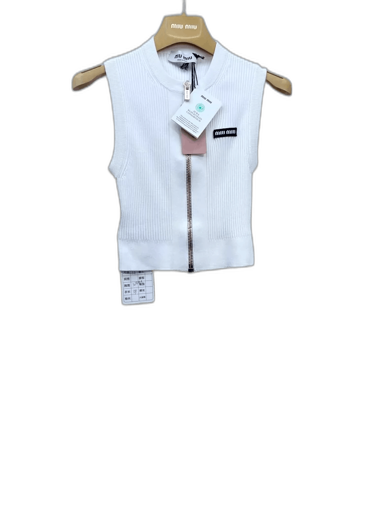 Prada Miu Miu White Sleeveless Knit Top Size US M / EU 48-50 / 2 - 1 Thumbnail