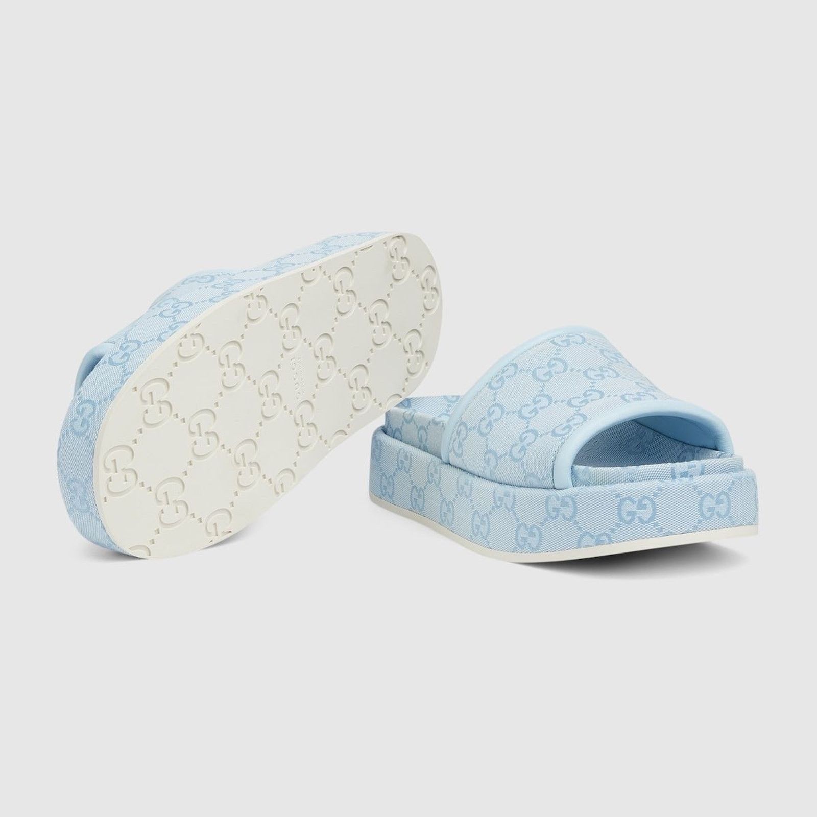 Gucci Gucci Light Blue GG Monogram Platform Slide Sandal 39.5 Size US 9.5 / IT 39.5 - 7 Thumbnail
