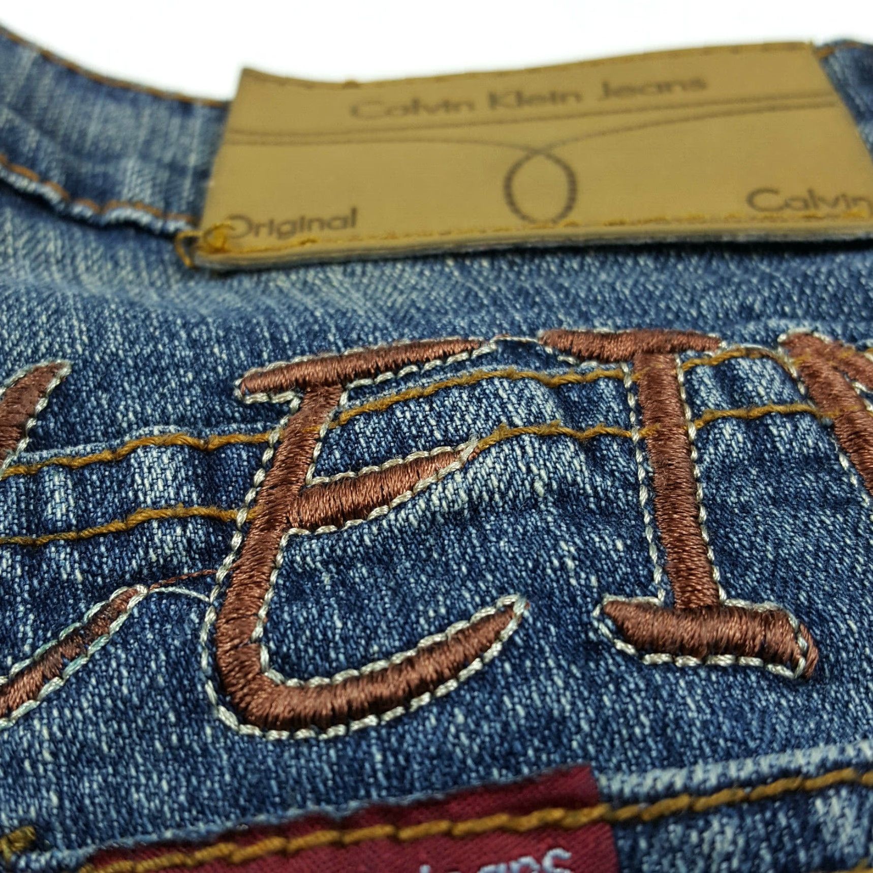 Calvin Klein VINTAGE Calvin Klein Women's Denim Jeans Spell Out Embroidered Straight Leg Dark Wash Size 32 30in Inseam 90s Retro Short text not needed Size 24" / US 00 / IT 34 - 4 Thumbnail