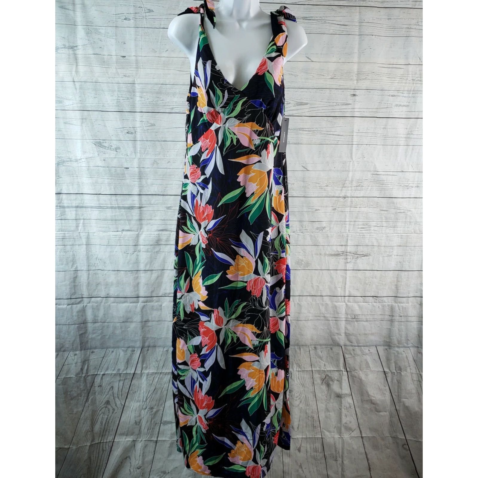 Lulus Lulus Beloved Becky Maxi Dress Tropical Floral V-Neck Sleeveless Sz S Black Pink Womens Size S / US 4 / IT 40 - 2 Thumbnail