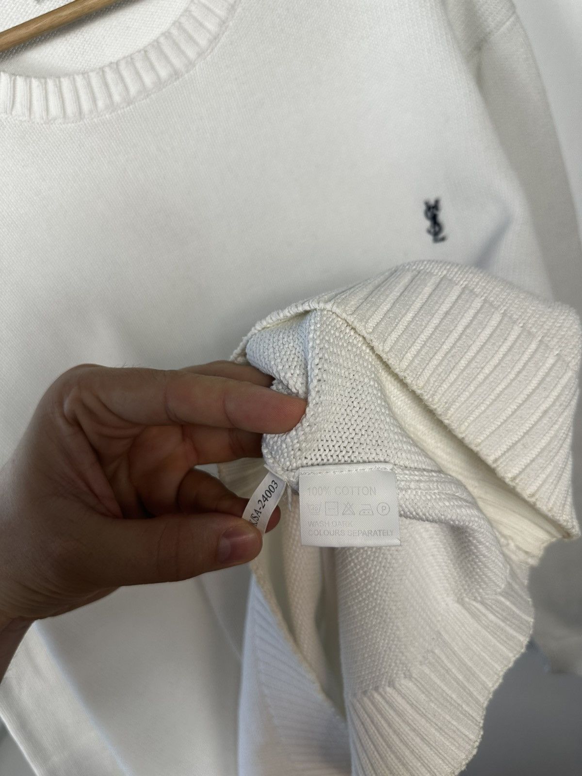 Yves Saint Laurent Vintage Yves Saint Laurent Pour Homme Knit Sweater White XXL Size US XXL / EU 58 / 5 - 5 Thumbnail