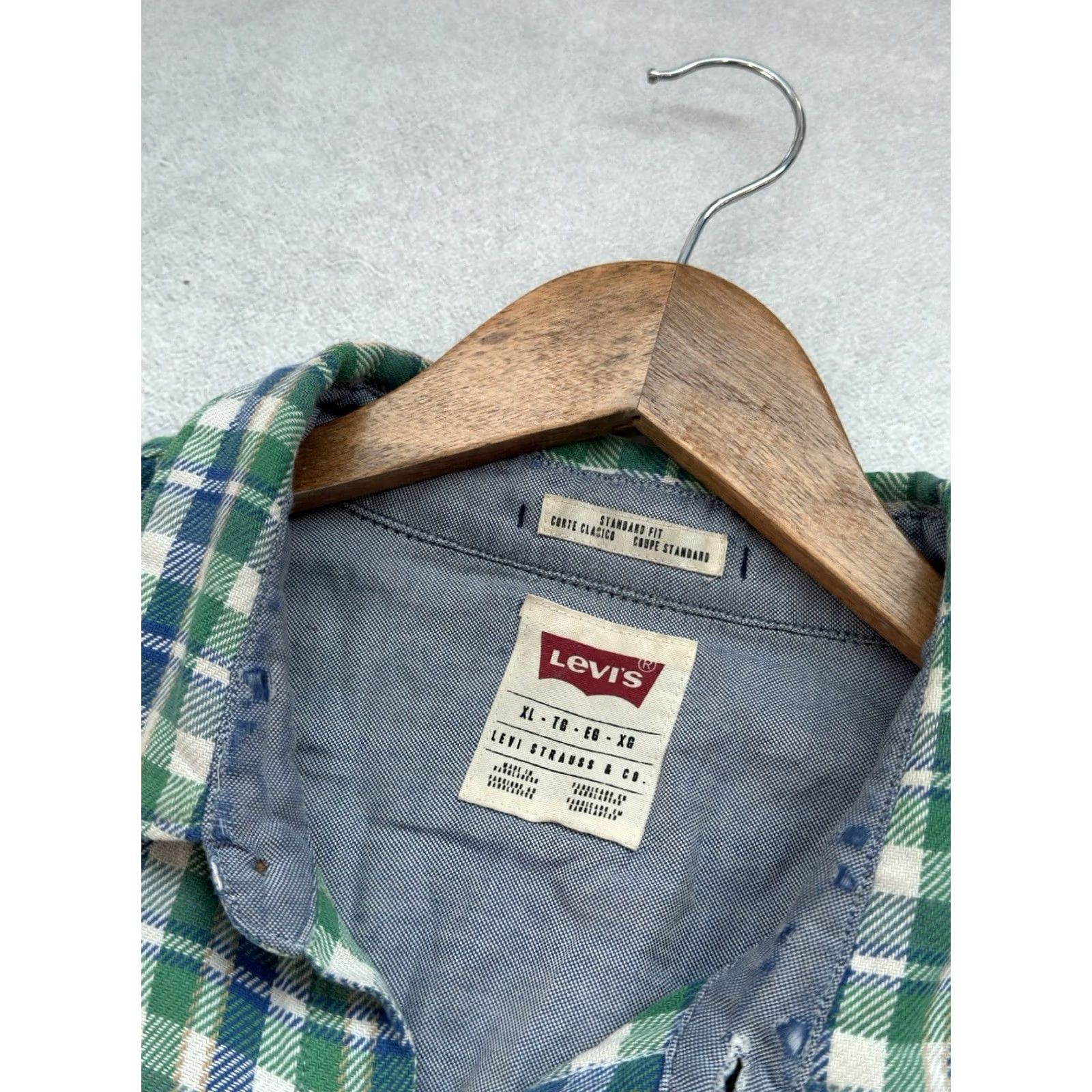 Etro VINTAGE Levis Button-Up Shirt Men XL Checked Green Blue Pattern: Check Long Sleeve Size US XL / EU 56 / 4 - 7 Thumbnail