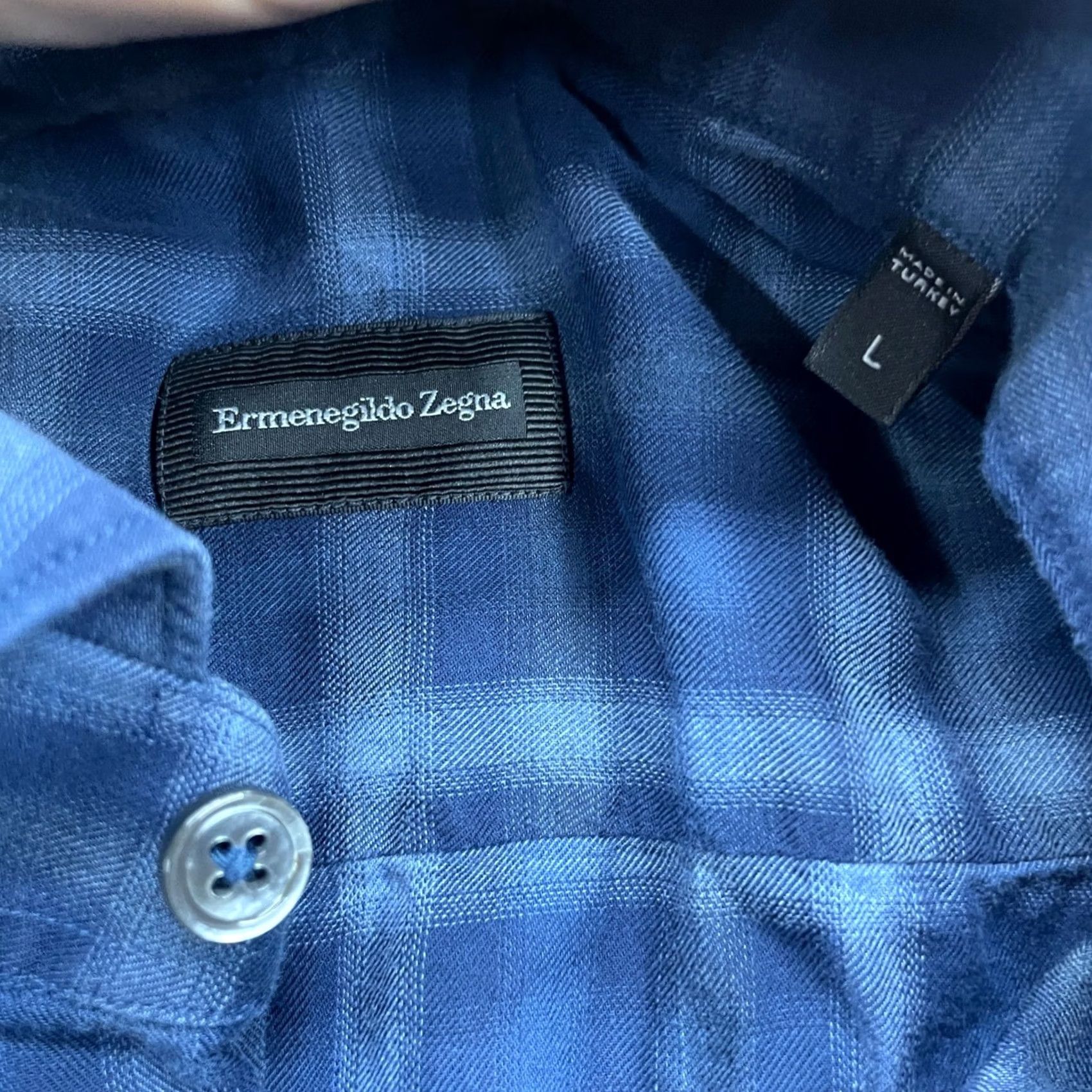 Ermenegildo Zegna Ermenegildo Zegna Shirt Button Down Long Sleeve Plaid Check Cotton Blue L Mens Size US L / EU 52-54 / 3 - 3 Thumbnail